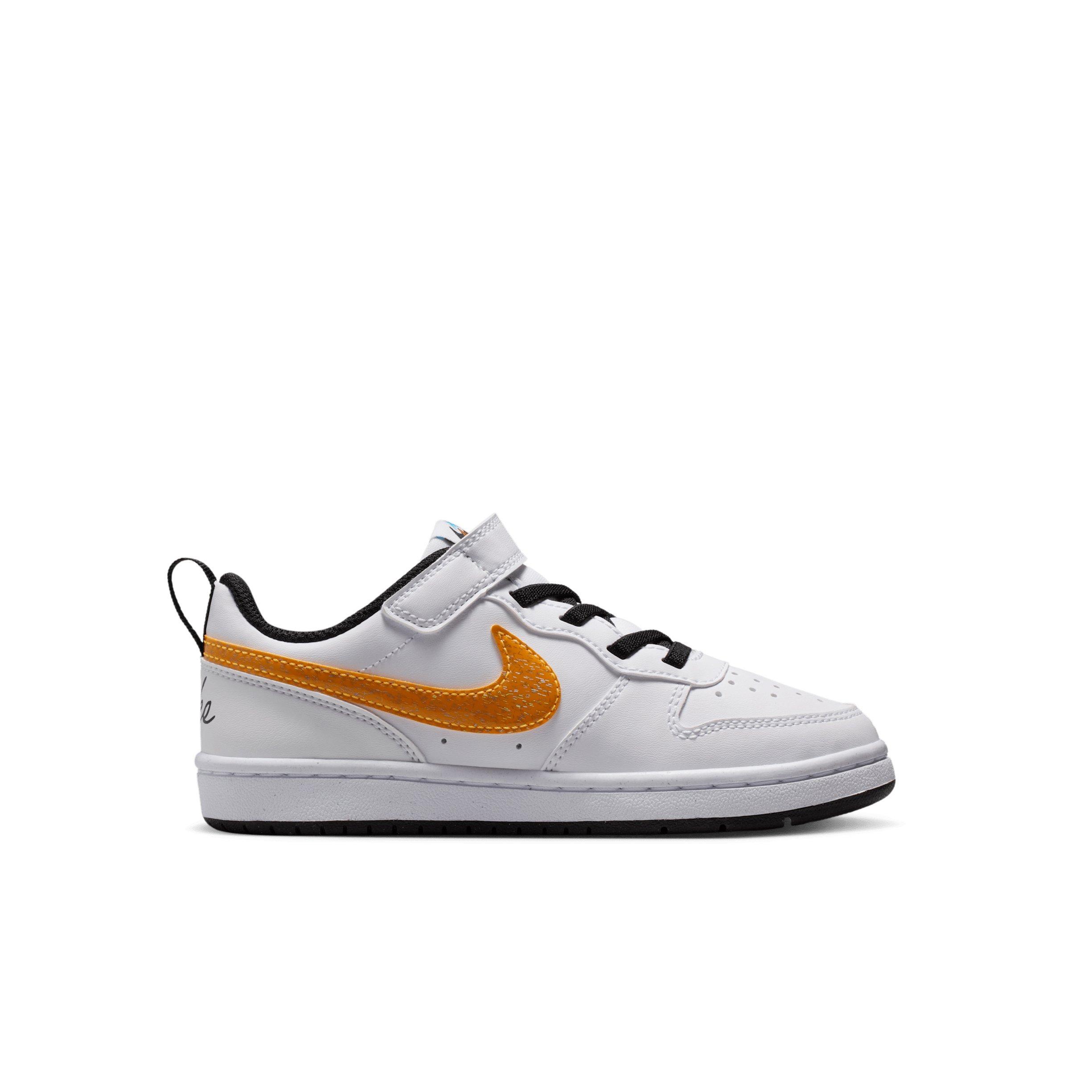 Nike Court Borough Low "White/Picante Red/Barely Volt/Current Blue" Preschool Boys' Shoe - WHITE/RED/VOLT/BLUE